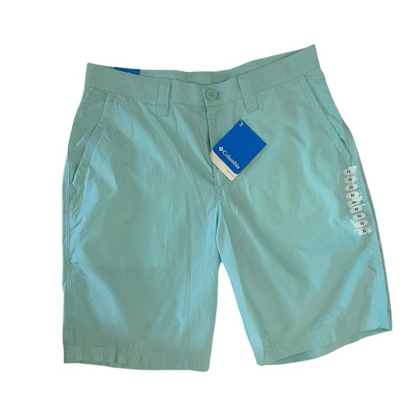Columbia Men's Flat Front Shorts - Light Blue - Picture 1 of 10